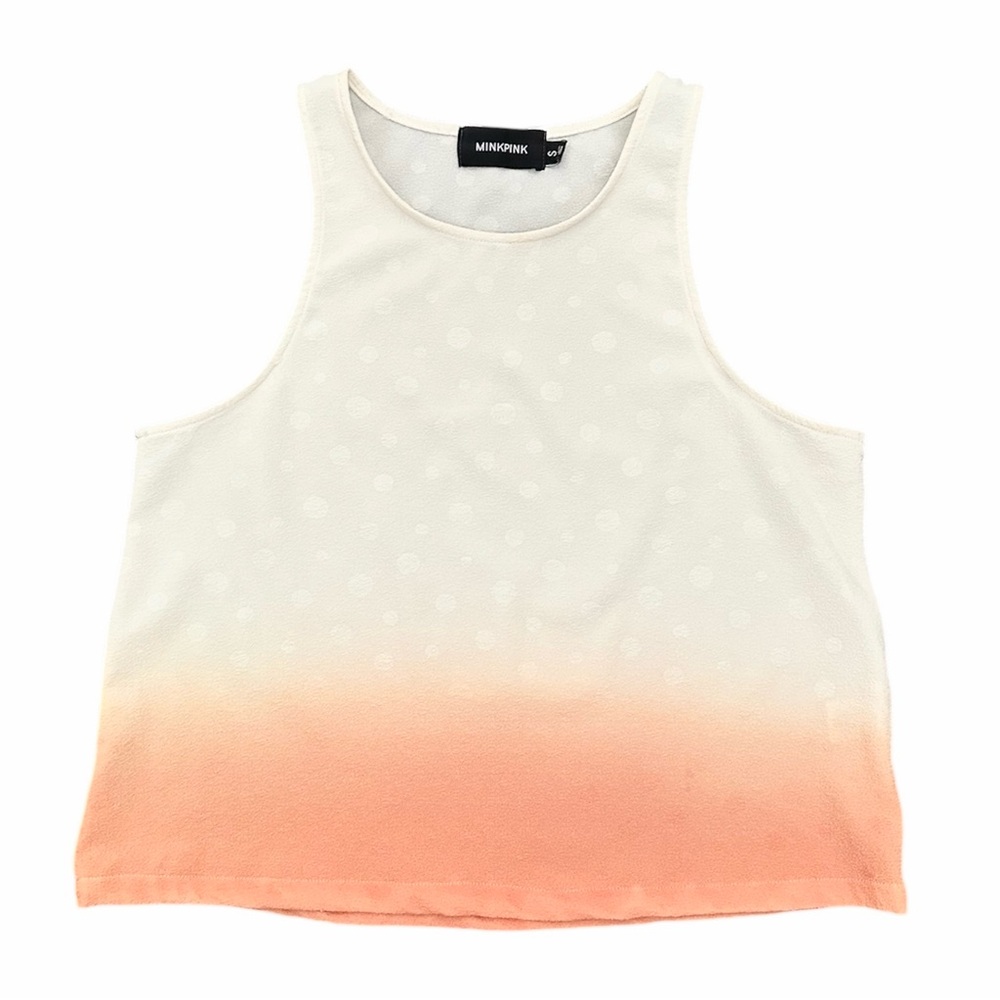 MINKPINK Ombré Orange & Off-White Crepe Tank Top